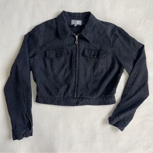 Ann Tijan for KENAR vintage 100% linen dark grey crop jacket • size MP